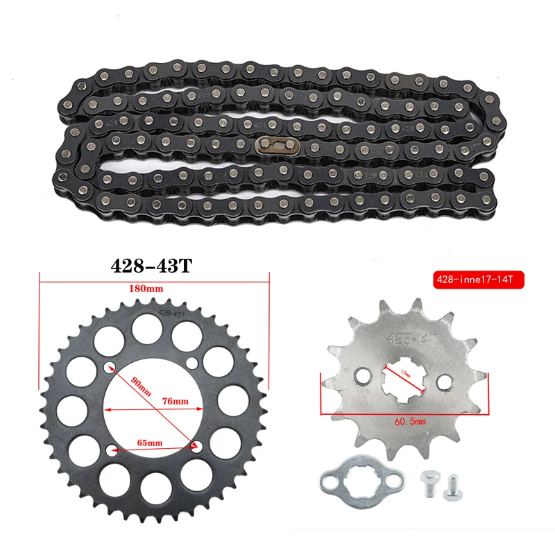 1 Set Motorcycle 428H 110 Links Transmission Drive Chain 15 Teeth and 45 Teeth Front Engine Gear Sprocket For Suzuki 150