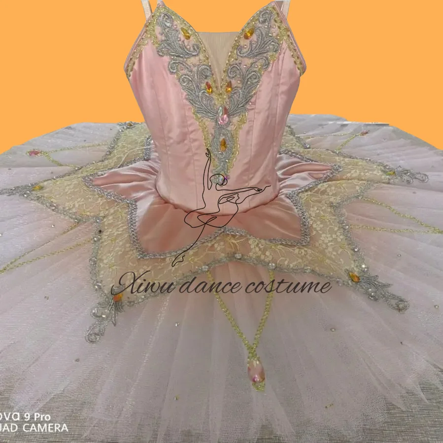 Vestido de ballet profesional para adultos y niños, falda de placa, tutú de competición, rendimiento femenino, rosa, personalizado