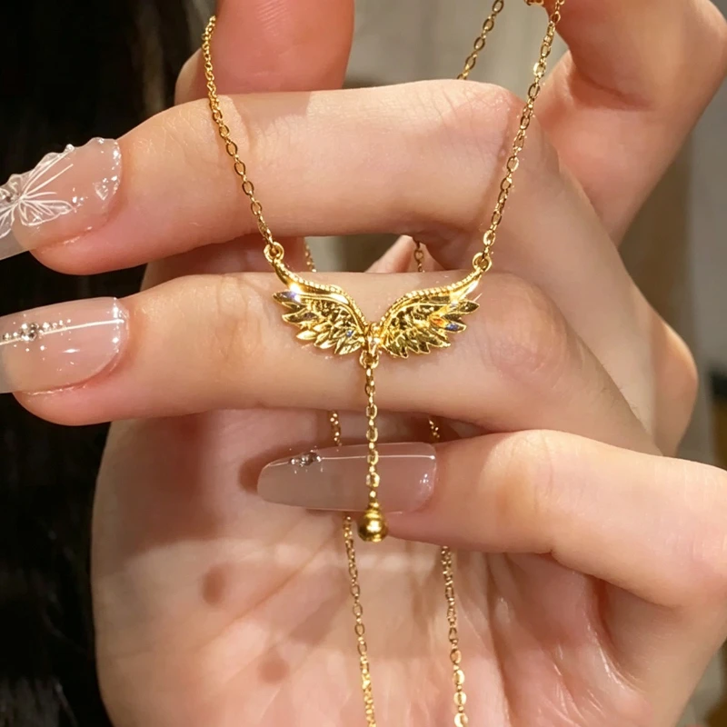 Angel Wings Tassel Pendant Necklace  Women Hip Hop Personality Gothic Punk Clavicle Chain Trendy Classic Versatile Jewelry Gift