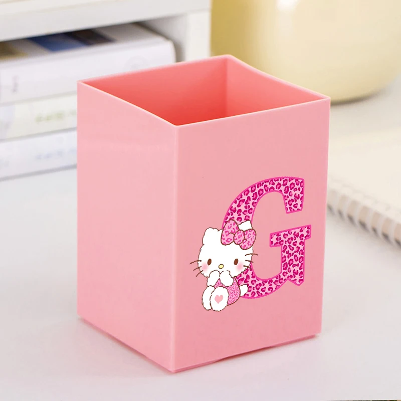 

Hello Kitty Pen Holder Desk Organizer New Anime Letter A-Z Pencil Bucket Women Makeup Brush Storage Box Office Accessories Gift