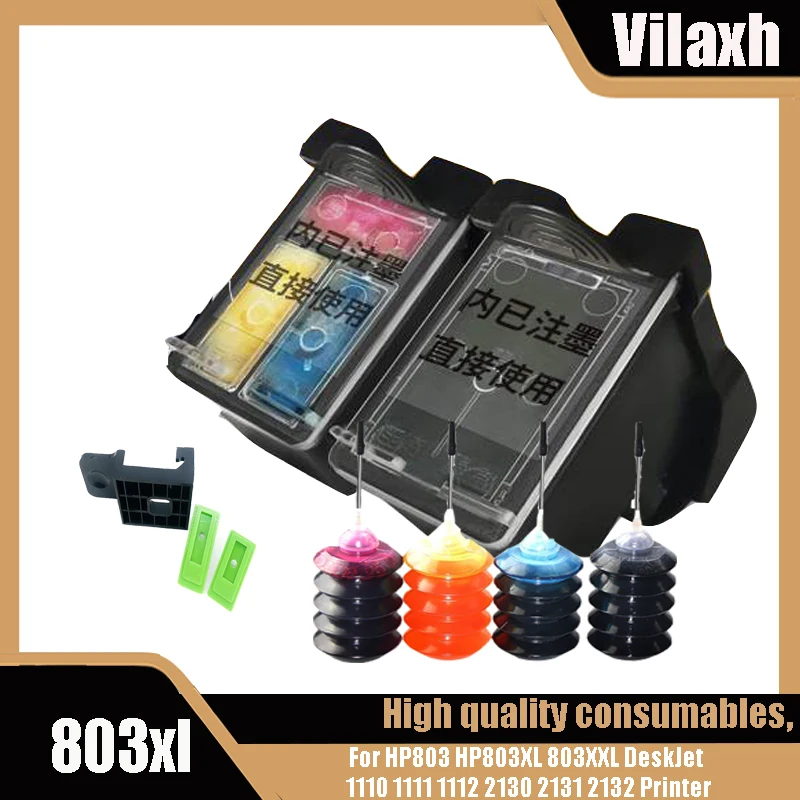 

803 803XL Compatible Refillable Ink Cartridge Replacement For HP803 HP803XL 803XXL DeskJet 1110 1111 1112 2130 2131 2132 Printer