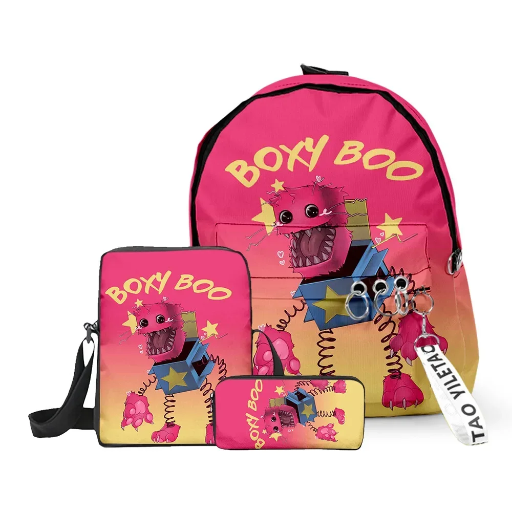 

Three Piece Set Project Playtime Boxy Boo Bobby Boxy Monster Schoolbag Backpack Shoulder Crossbody Bag Pencil Bag Boys and Girls