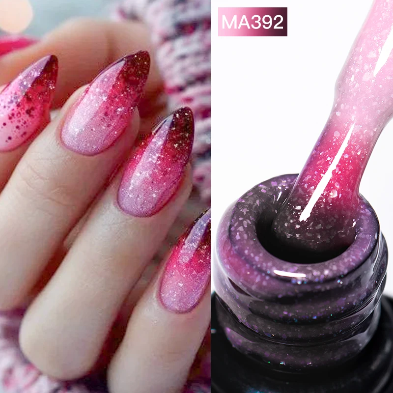 MEET ACROSS 7ml Grau Rosa Thermal Rubber Base Gel 3 Farbe Ändern Gel Nagellack 2 In 1 Gradient Temperatur Nail Art Lack