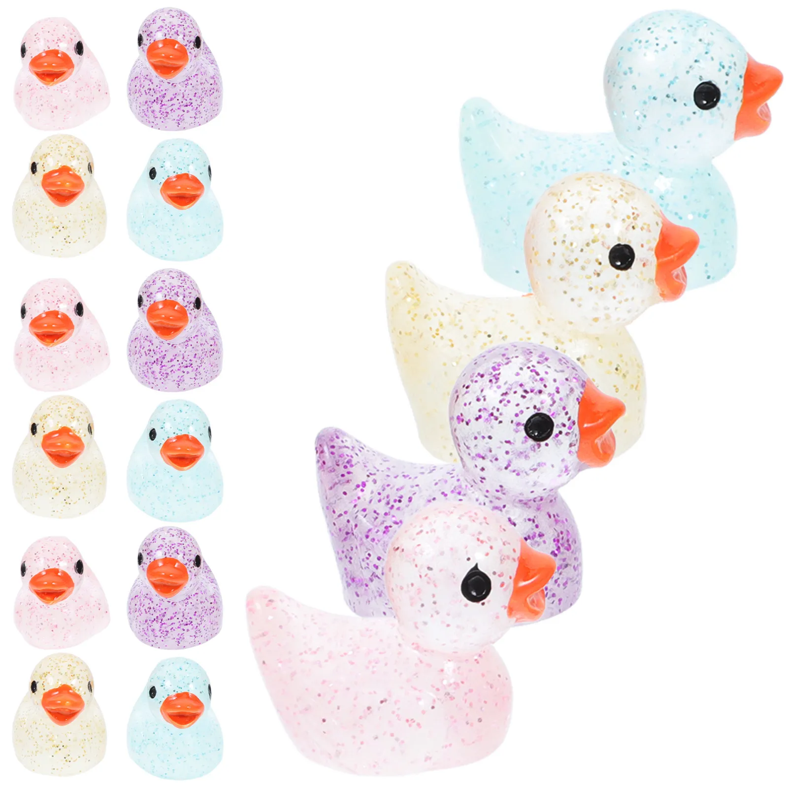 40Pcs Resin Mini Duck Landscape Decor Micro in The Dark Duck Statue Miniature Figurines Resin Statue