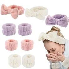 

3Pcs Microfiber Makeup Towel Hair Bands Spa Headband Wristband for Washing Face Washband Scrunchies Absorbent Wrist Sweatband