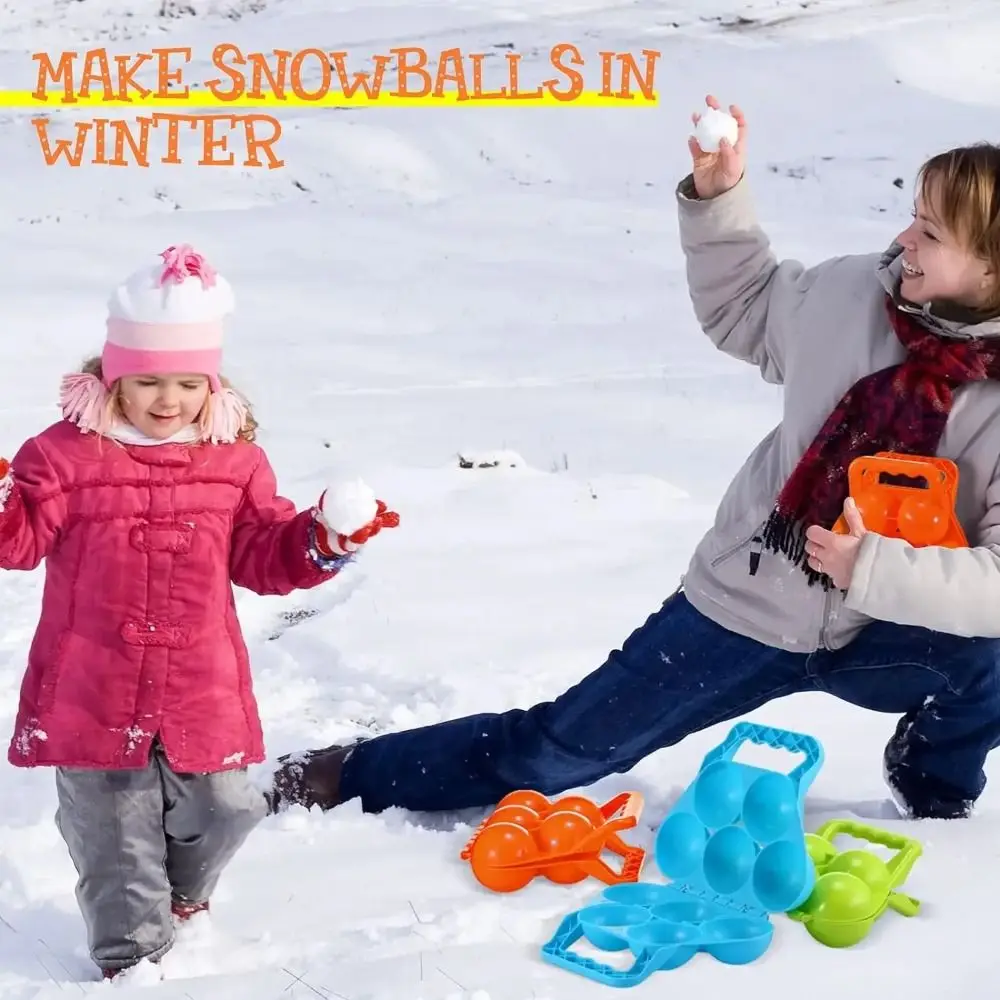 Plastics Snowball Maker Clip Anti-slip Handle Double ball Snow Ball Mold Tool Wear-resistant Portable Winter Fight Clip Toy