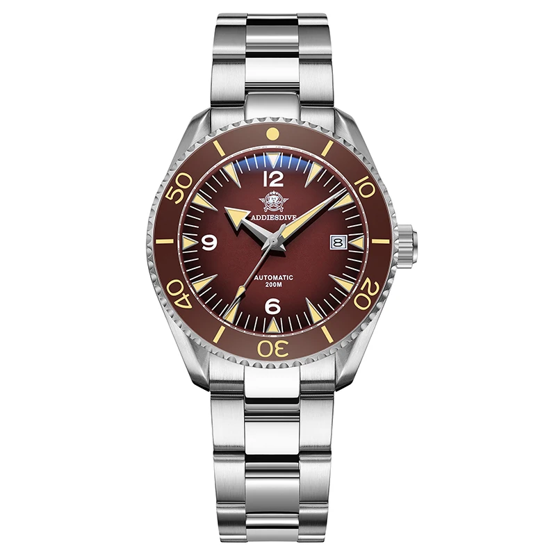 ADDIESDIVE Men's Watch Sapphire Scratch-Resistant 200M Diving Watch AR Coating Luminous 316L Stainless Steel Mechanical Watch