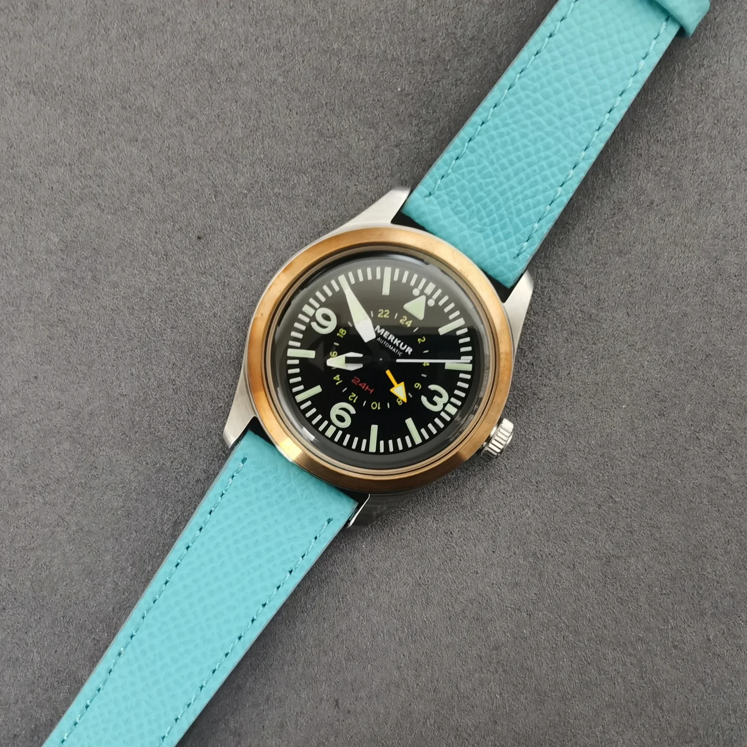 بيير بولين ساعة أوتوماتيكية للرجال 38 ملم ساعة يد ميكانيكية طيارية مرآة الياقوت ST17 Mov إطار برونزي