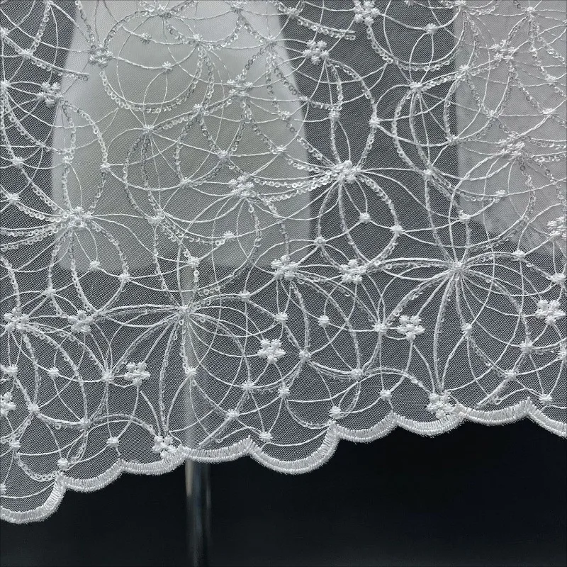 

1 yard Water-soluble Mesh Tube Sequins Embroidery Fabric Lace