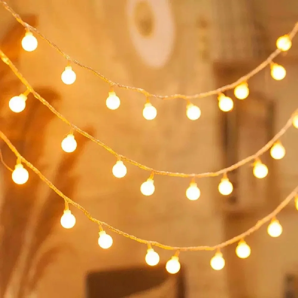 10M LED String Lights with USB/Battery Power Ball Garland Outdoor Lamp for Wedding Garden Fairy Christmas Decoration