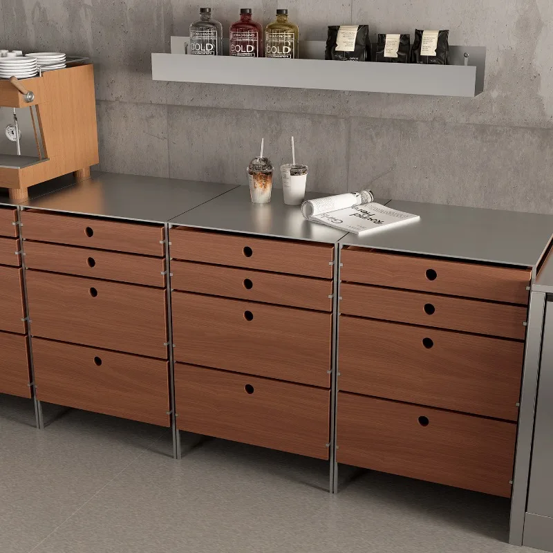 Bauhaus metal home coffee machine cabinet, living room floor-to-ceiling dining side cabinet, stainless steel tea cabinet