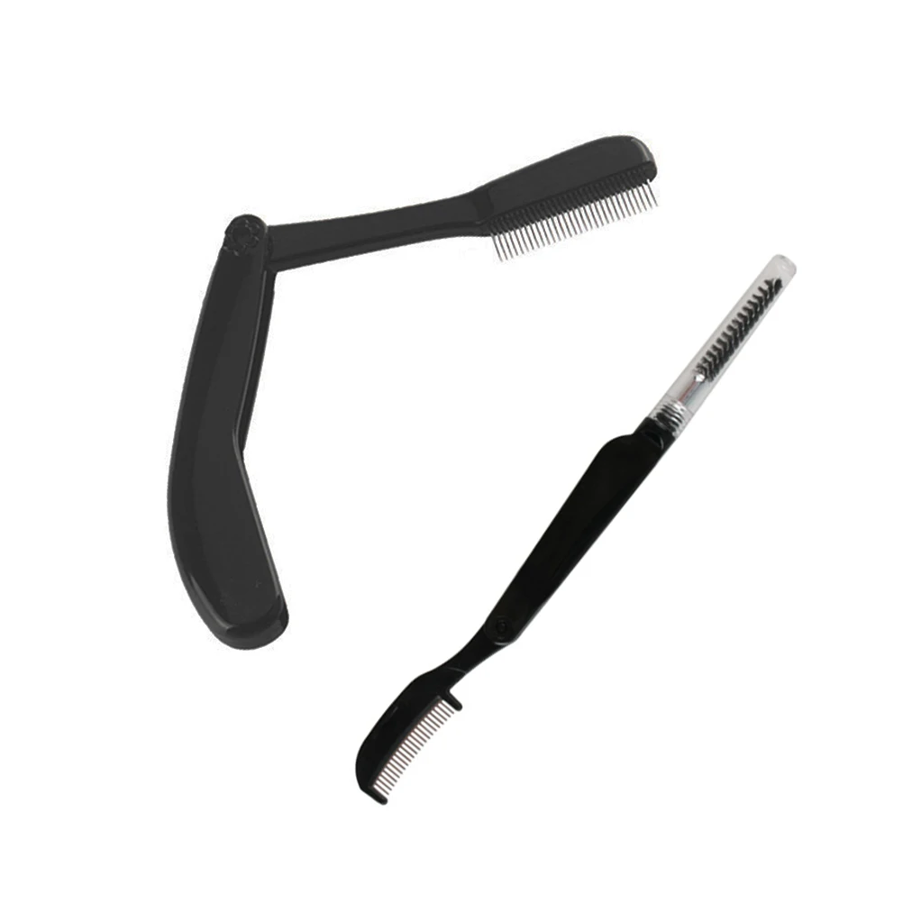 Peine de cejas plegable de acero inoxidable para mujeres y niñas, cepillo de aseo portátil, herramienta de maquillaje, 2 uds.