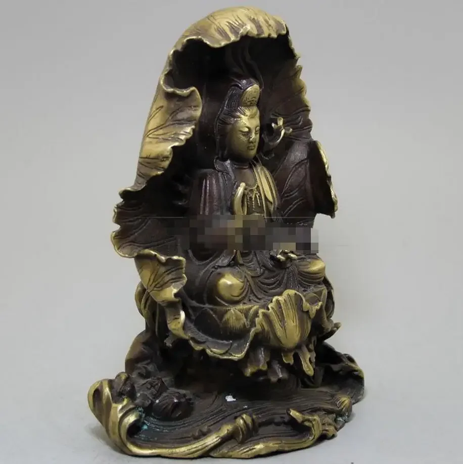 

Antique crafts manufacturers wholesale collection of pure copper, exquisite brass sitting Guanyin ornaments