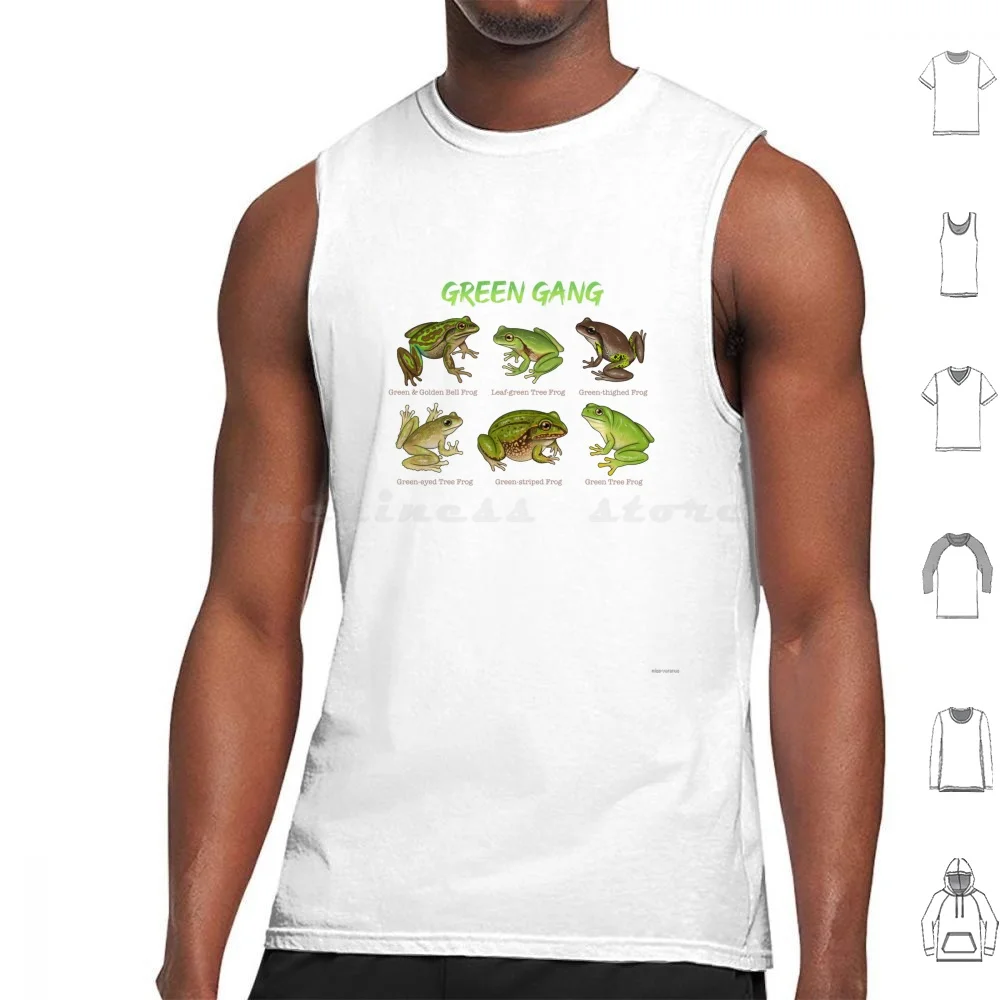 Green Gang Tank Tops Vest Sleeveless Frog Green Amphibian Litoria Australian Wildlife Herpetology Herping Green Gang Ecology