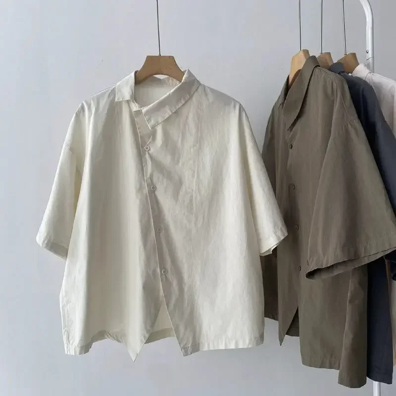 Solid Vintage Blouse For Women 2026 Faldas Mujer De Moda Summer Oversized Tops Fashion Irregular Single Breasted Shirts Blouses