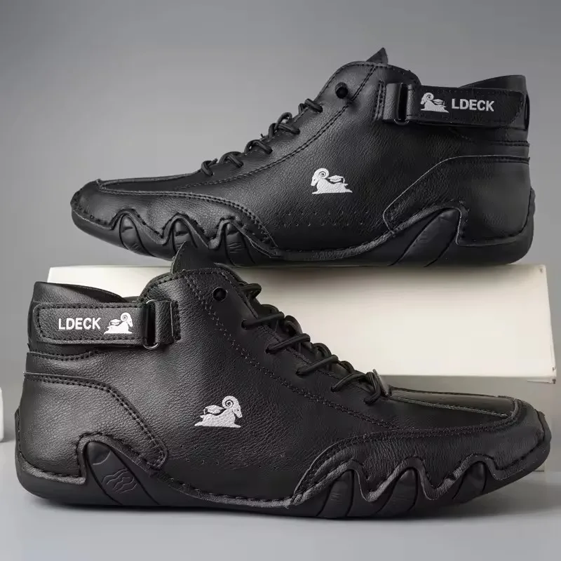 Men Boots Casual Motorcycle Summer Fashionable Retro Street Comfort Soft Soled Casual Shoes Walking Daily Versatile Bare