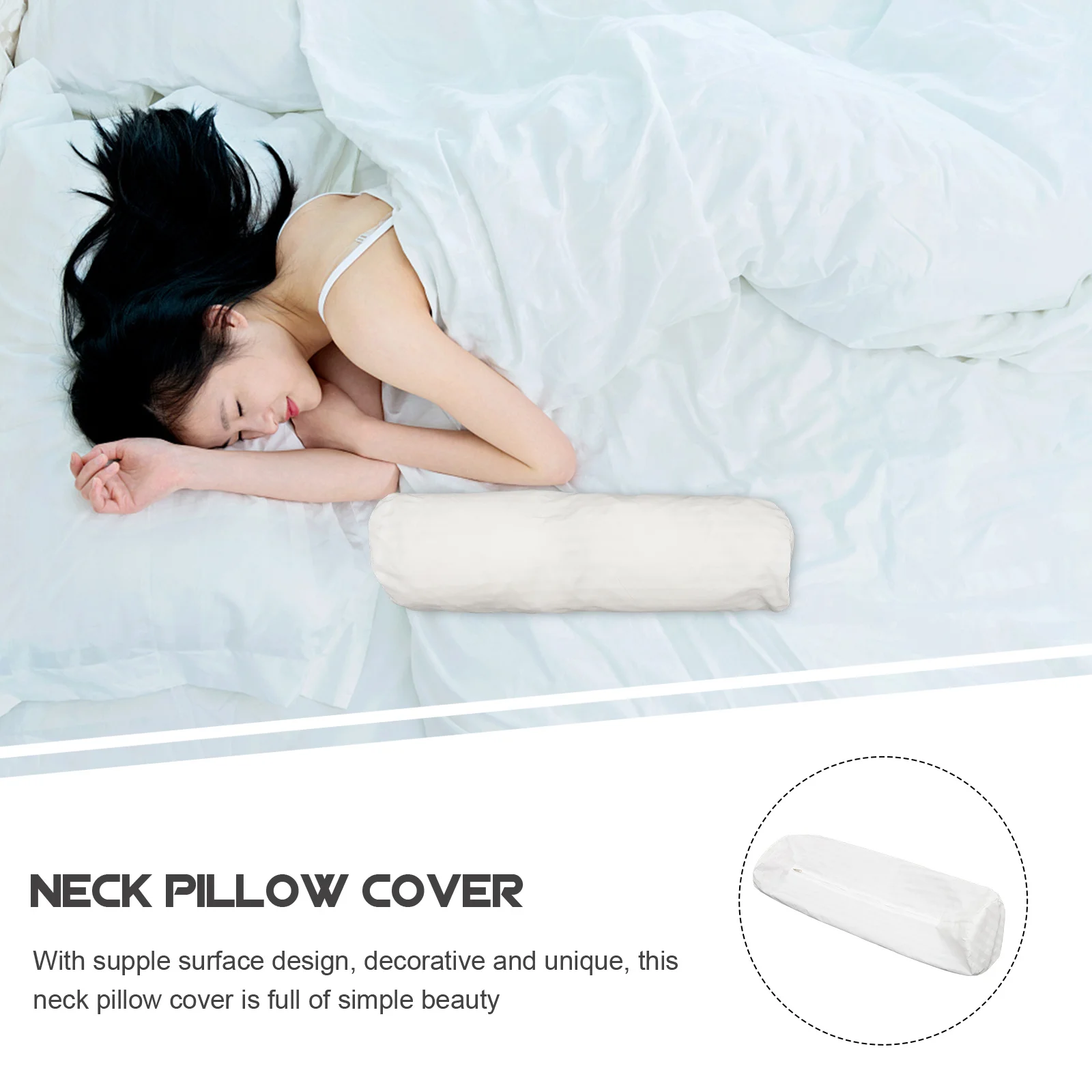 

Office Neck Pillow Cover Cylindrical Pillow Case for Waist and Neck Support Soft Decorative Reusable Headrest Protector
