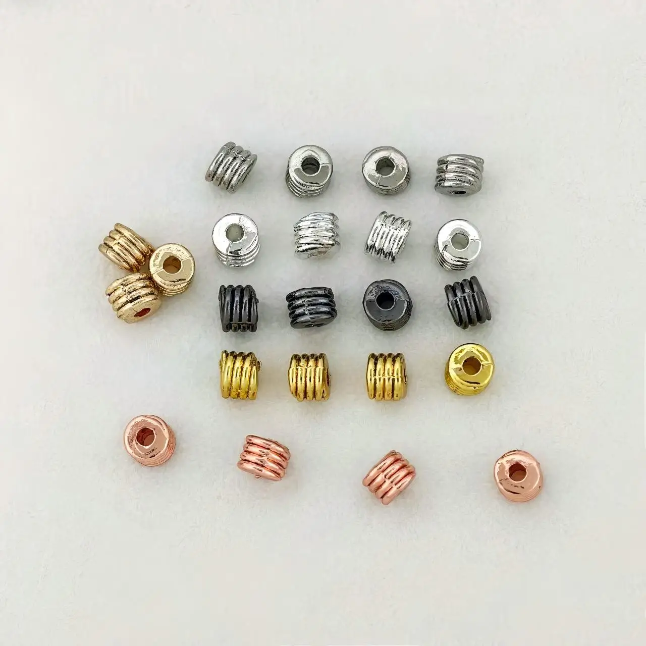 

20 Gold Plated Copper Triple Layer Spiral Spacer Beads DIY Pearl Bracelet Necklace Accessories Jewelry Making Material Wholesale