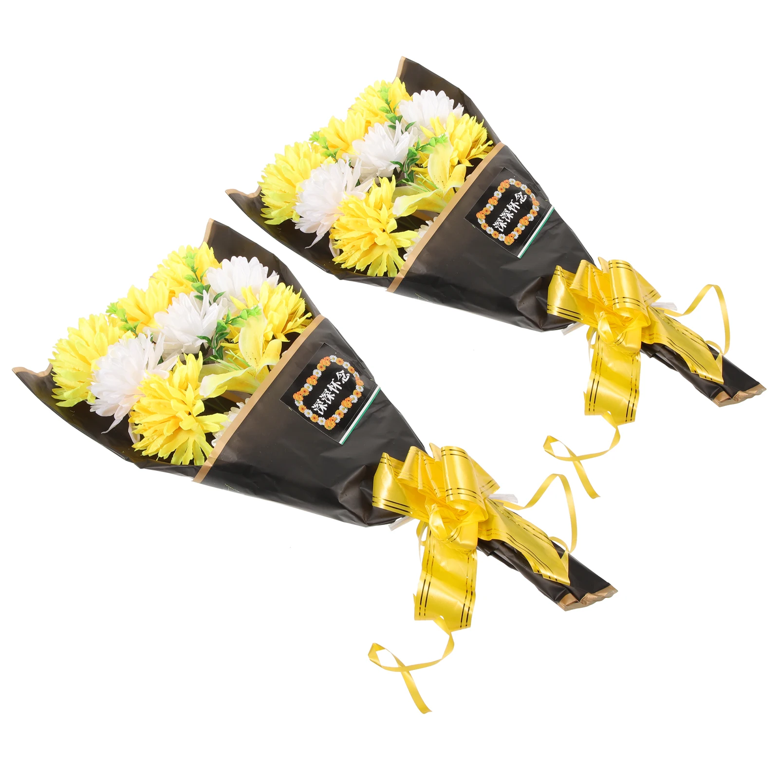 

2pcs Cemetery Flowers Artificial Silk Hand Memorial Faux Bouquet Grave Decor Tomb Sweeping Flower Plastic Cloth