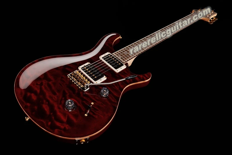 In Stock Crimson Red Quilted Maple Top Electric Guitar Tremolo Bridge Gold Hardware Wood Body Binding Rosewood Fretboard