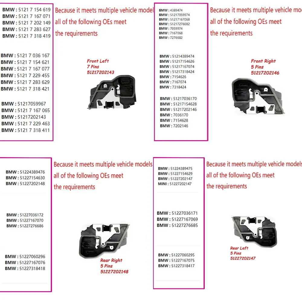 51227202147 51227202148 Car Door Lock Latch Actuator For BMW X6 E60 E65 E70 E85 E90 E92 OEM 51217202143 51217202146
