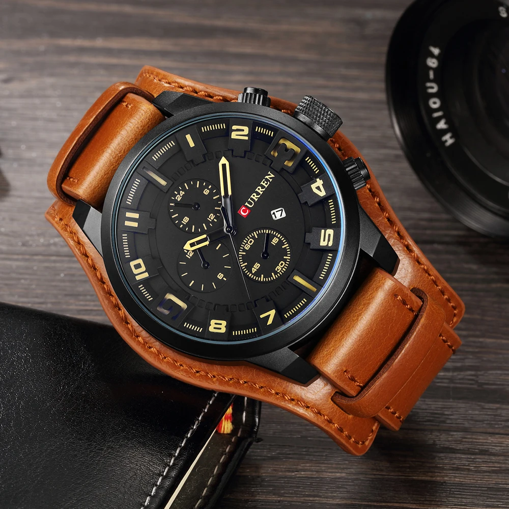 Curren 8225 Fashion Brand Auto Date 100% Original Watch Male Waterproof Business Watches reloj hombre Gift