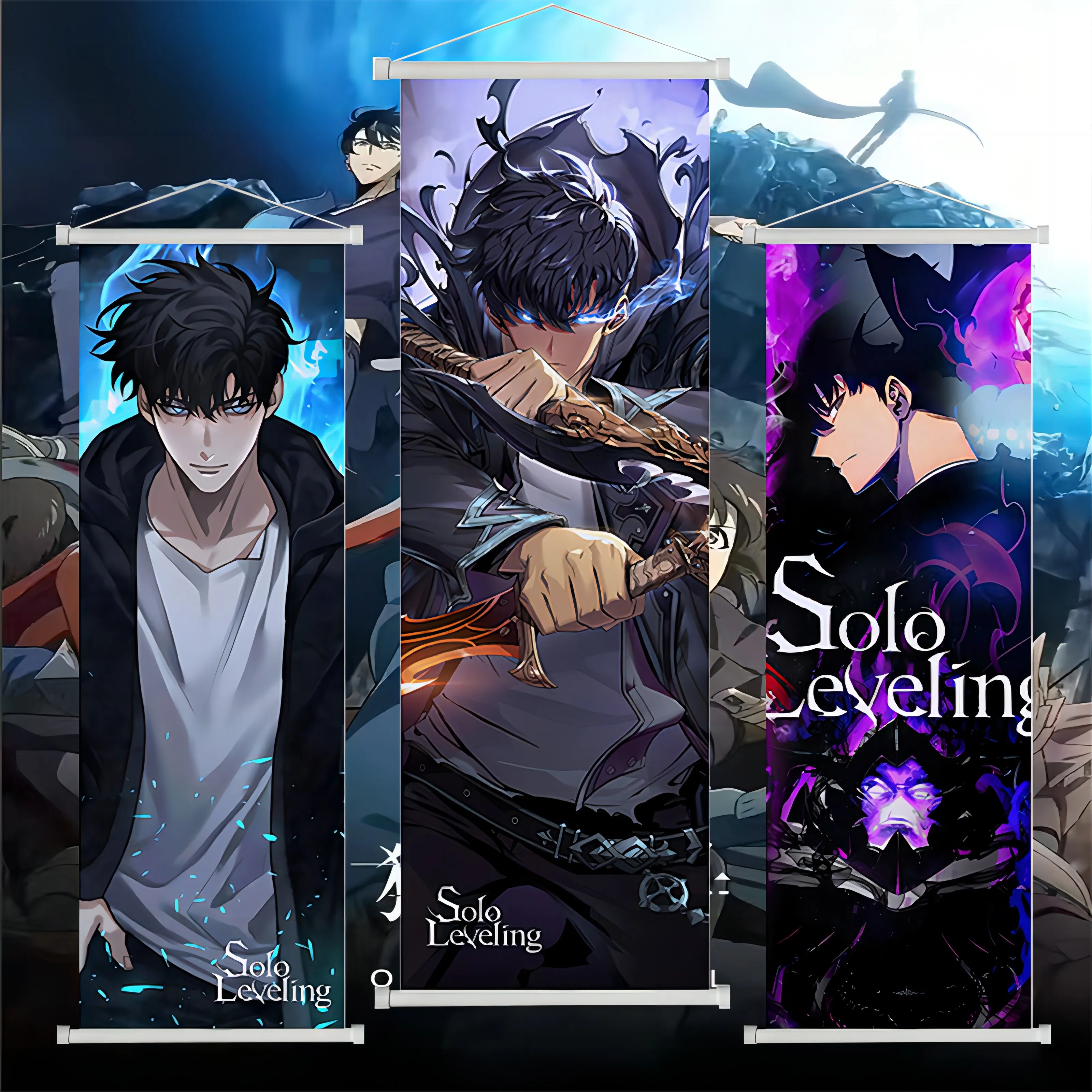 

Japanese Style Anime Wall Scroll – Fantasy Boy & Girl Characters Canvas Hanging Poster for Bedroom Living Room Decor