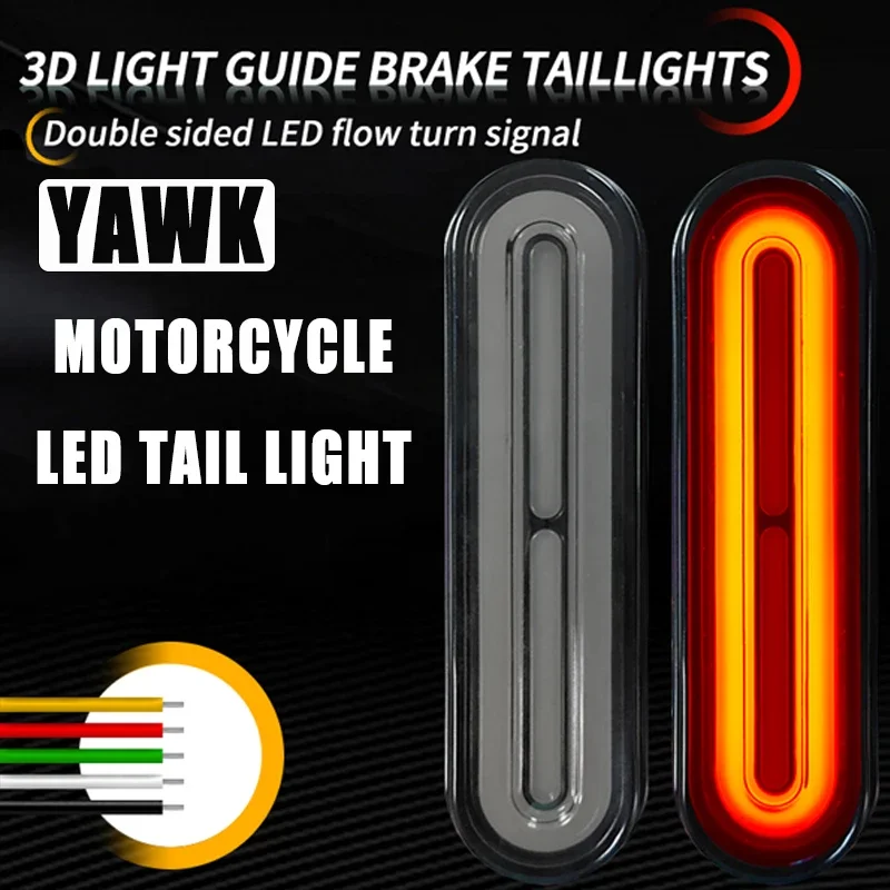 دراجة نارية LED أضواء خلفية 3 في 1 أحمر أصفر الفرامل الخلفية وقف مصباح مع بدوره مصباح إشارة DRL للدراجات النارية الترابية دراجة الطرق غير الممهدة سكوتر