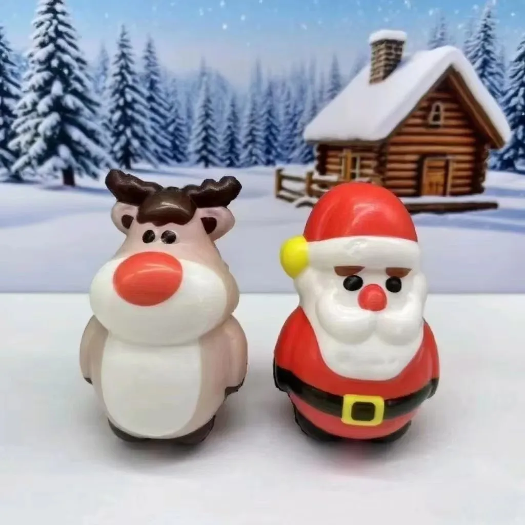 4Pcs PU Squishy Anti Stress Reliever Toy Doll Santa Claus Reindeer Christmas Gift Slow Rebound Antistress Squeeze Toy