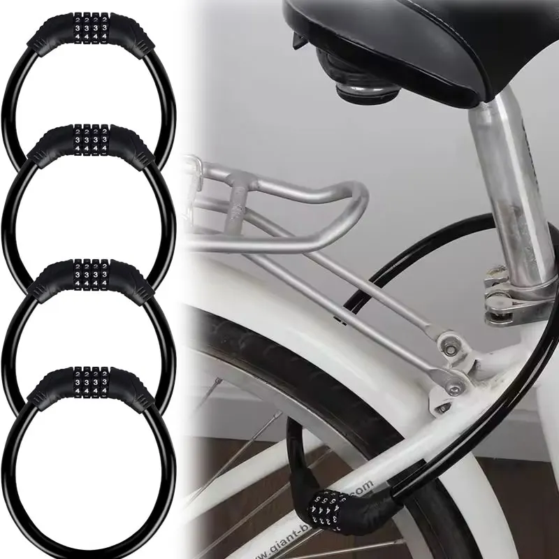 

Bicycle Motorcycle Anti-theft Lock 4 Digit Code Mountain Bike Road Bike Security Lock Portable Bike Digital Lock Accessories