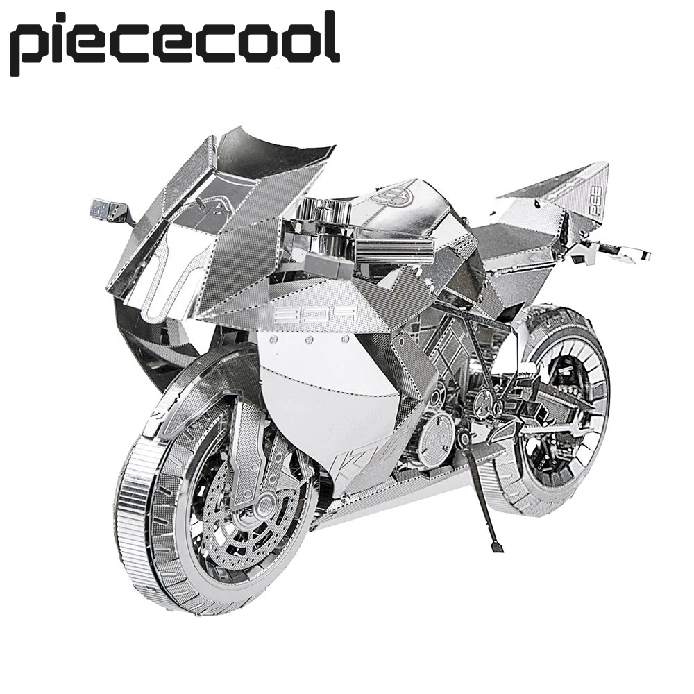 Piececool 3D Metal Puzzles Silver Motorcycle Assembly Model Toys Jigsaw DIY for Adult