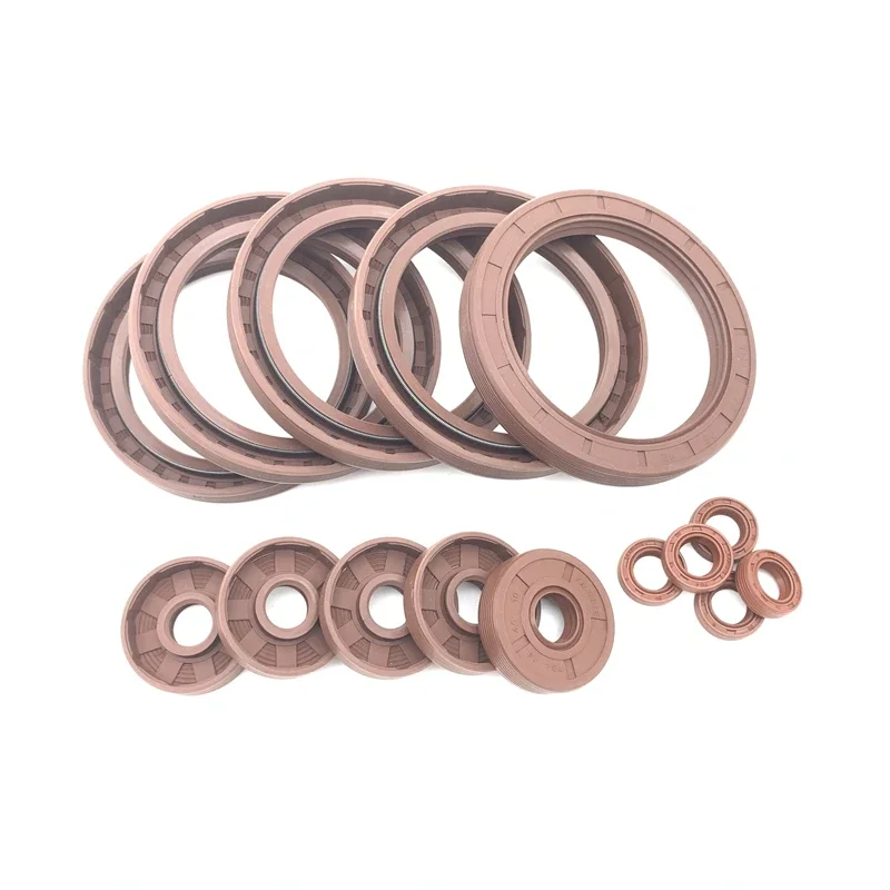 FKM Framework Oil Seal TC Fluoro Rubber Gasket Rings Cover Double Lip with Spring for Bearing Shaft ID 12mm 14mm 17mm 18-75mm