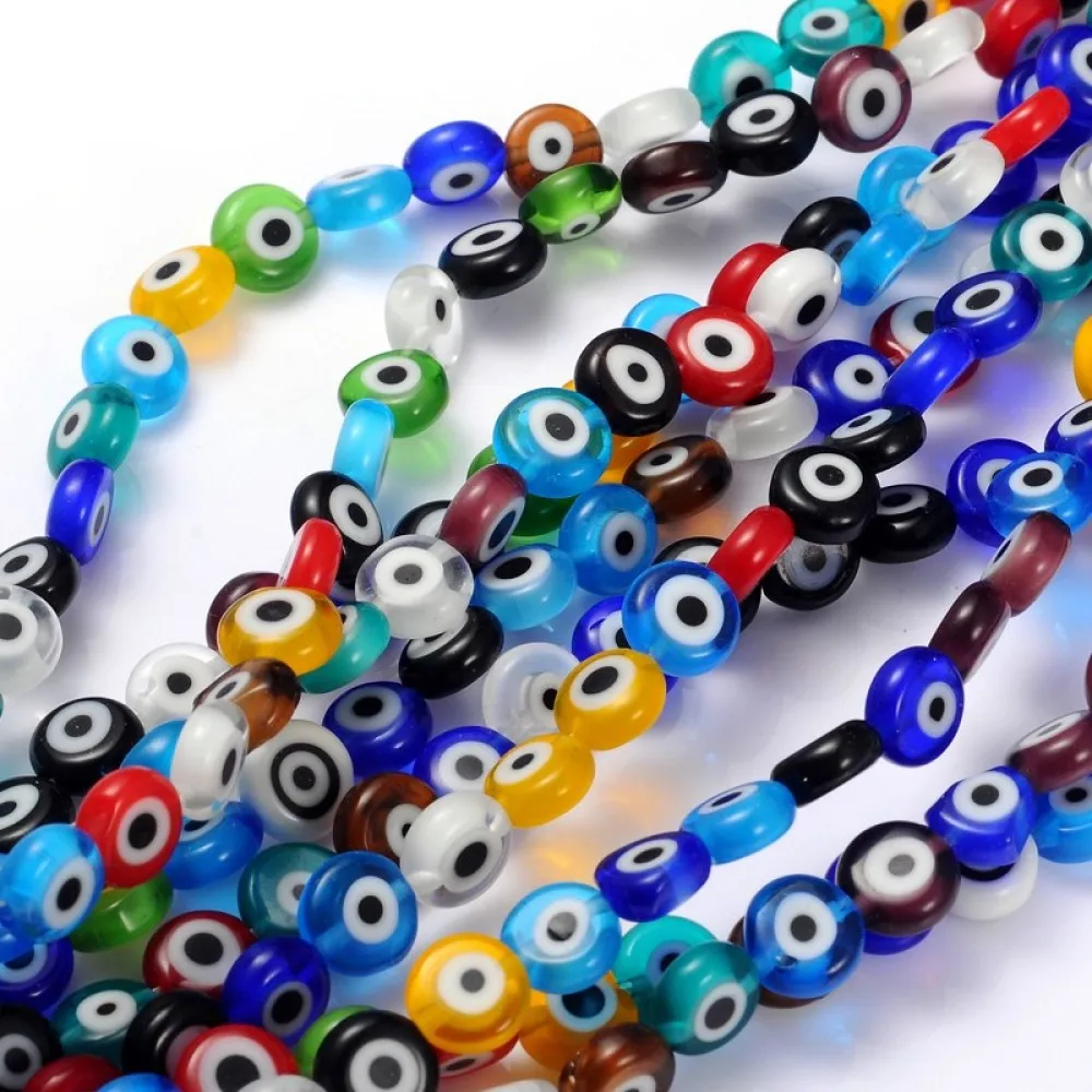 

10Strand Handmade Lampwork Flat Round Beads 8mm Mix Color for jewelry making DIY bracelet necklace earring ,about 50pcs/strand