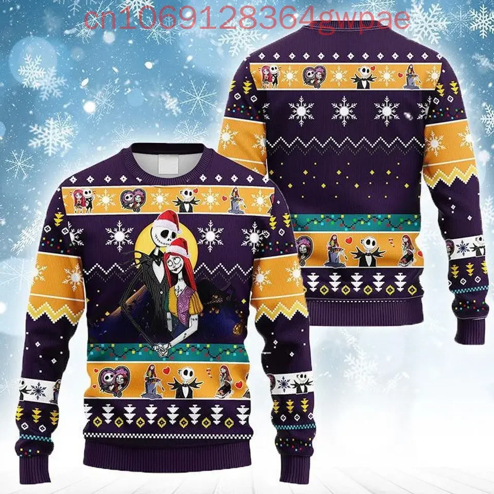 Jack and Sally Nightmare before Christmas Ugly Sweater Men's Women's 3d Fashion Sweater Disney Ugly Christmas Sweater Tops