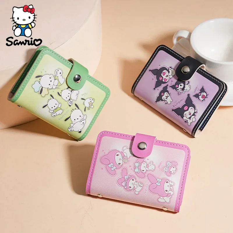 Pu Sanrio borsa per carte di credito Id porta carte di credito Cartoon Kuromi My Melody 20 carte portafoglio borsa donna driver Clip per documenti di licenza