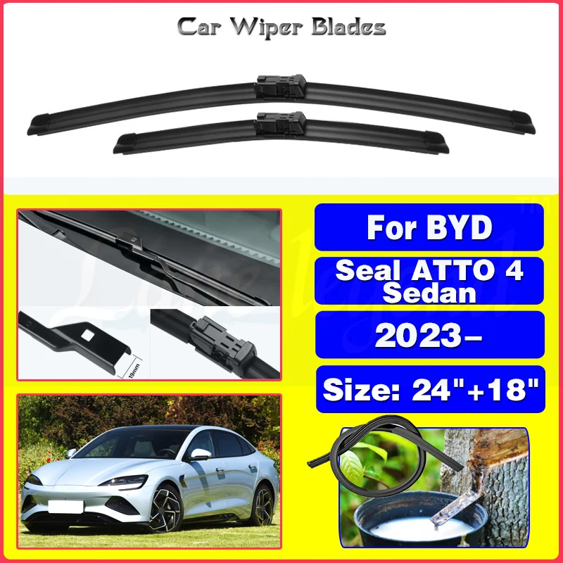 

2pcs For BYD Seal ATTO 4 2023 61 81 kWh Car Accessories Front Wiper Blades Windscreen Wiper Blade Brushes Cutter Goods 24"+18"