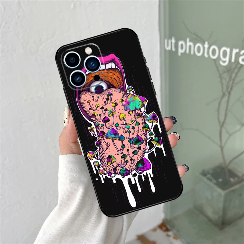 Colourful Psychedelic Trippy Art Phone Case For iPhone 16 15 13 12 Mini 11 14 Pro Max X XR XS MAX Plus Cover Coque