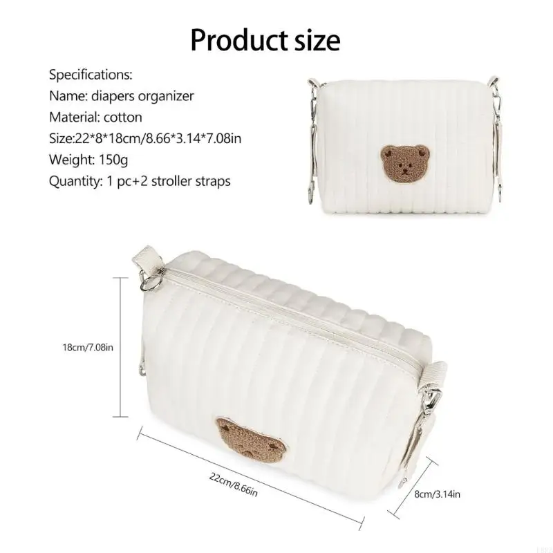 كاريكات دب مطرزة كيس تخزين حفاضات سفر حافلة واسعة خفيفة الوزن حقيبة غسل الطفل حقيبة منظم L8RB #6