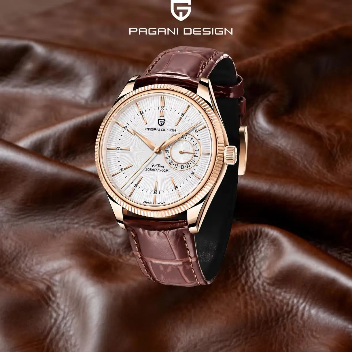 Pagani Design New VH65 Top Brand Men's 20bar Waterproof Clock Sapphire Leather Mechanical Second Walking Quartz Watch limited