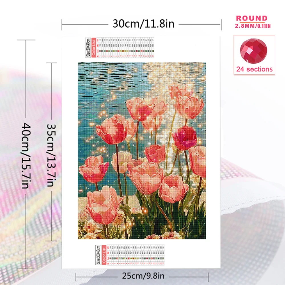 EverShine Diamond Painting Flower Full Drill Mosaic Tulip Picture Of Rhinestones DIY Kit Embroidery Seaside 5D Craft Wall Decor
