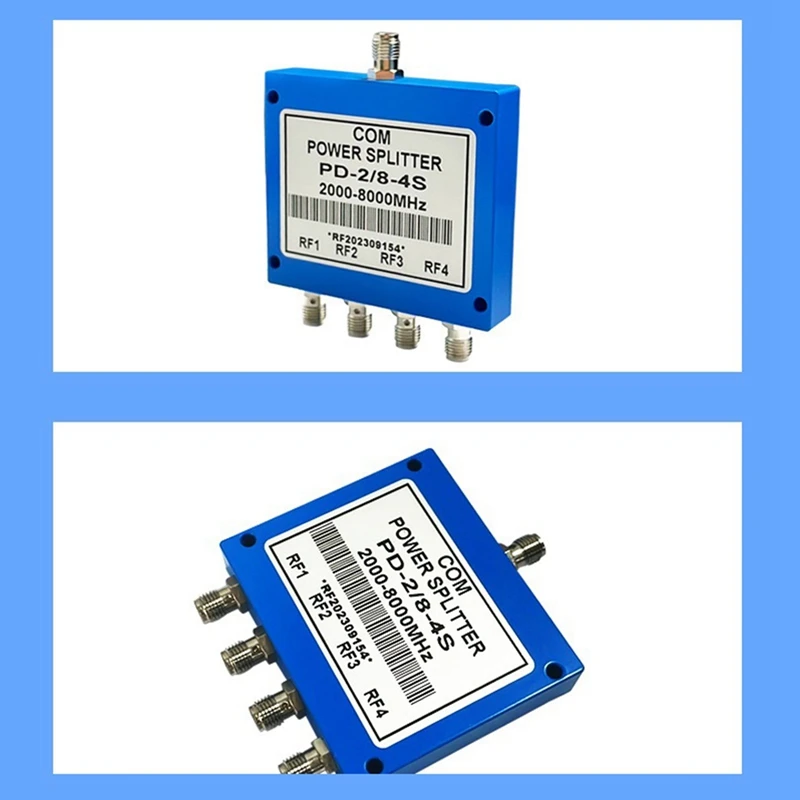 2-8 جيجا هرتز مقسم الطاقة عالي الأداء 4-Way Microstrip RF مقسم الطاقة مع موصلات SMA أنثى