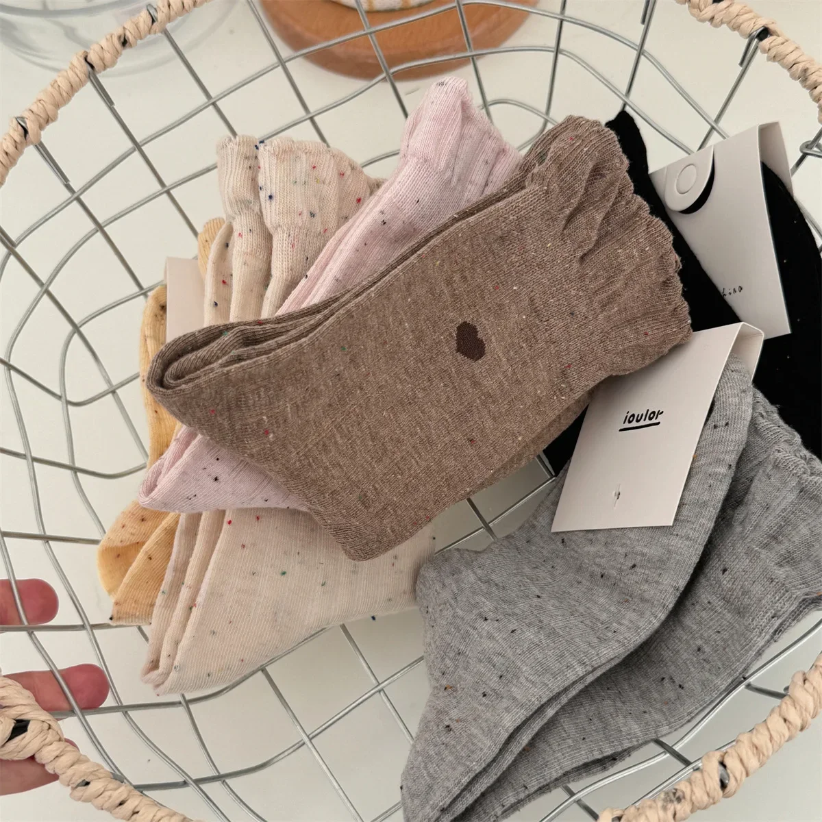 SP&CITY Colorful Dot Cotton Boneless Women's Socks Cotton Cute Ruffle Middle Tube Socks Fashion Casual Student Comfortable Socks image 3