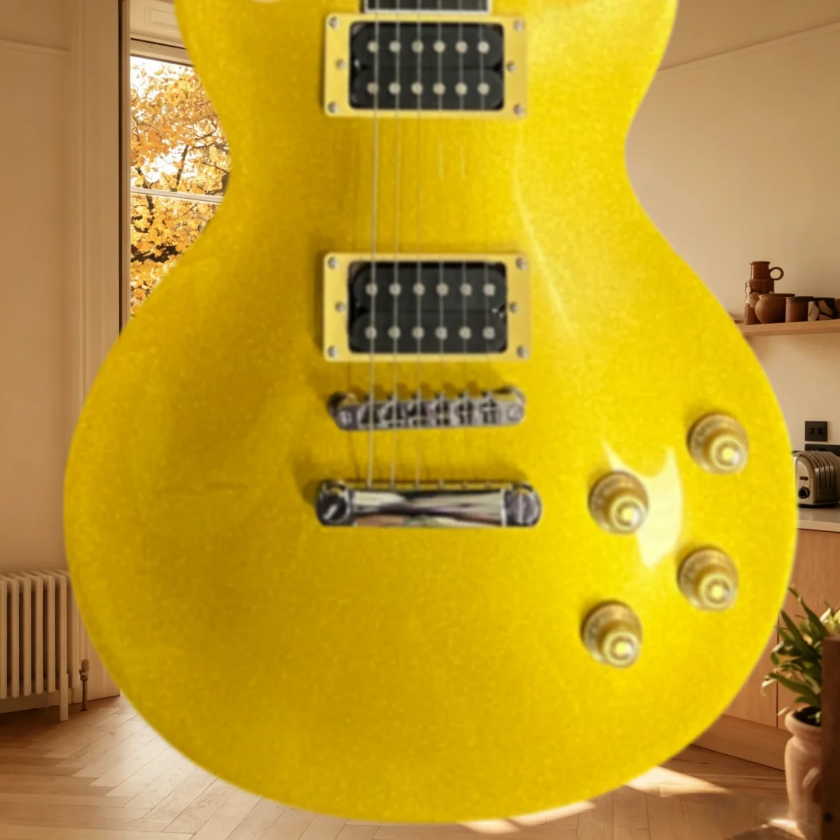 Deutsches Lager Gelbe HH-Pickups Gitarre mit Palisanderhals und fester Brücke Geeignet für verschiedene Szenarien und Auftritte