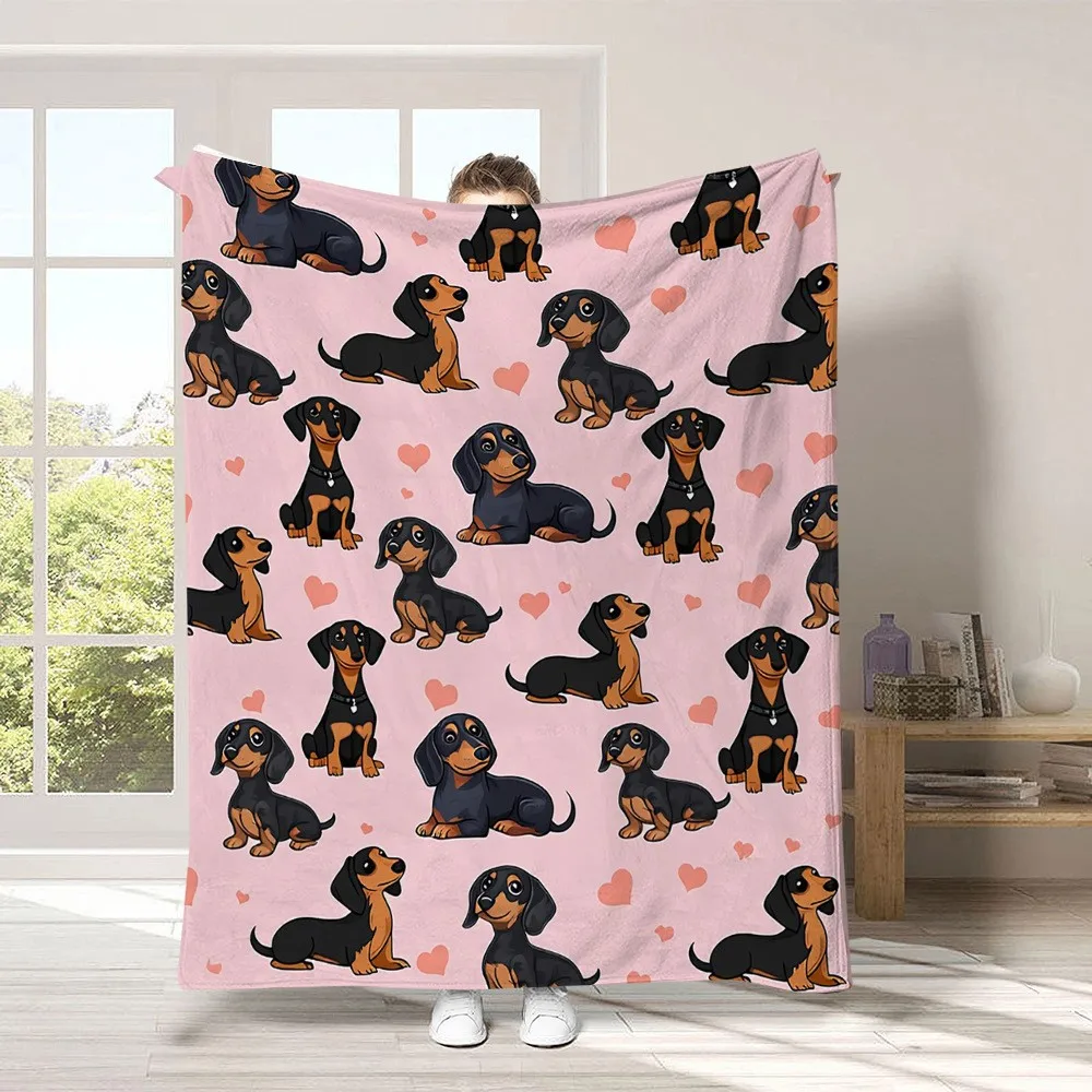 Fashion Dachshund Blanket Colorful Gingham Dog Pattern Cozy Throw For Luxury Living Room Sofa Bed Couch Office Home Decoration