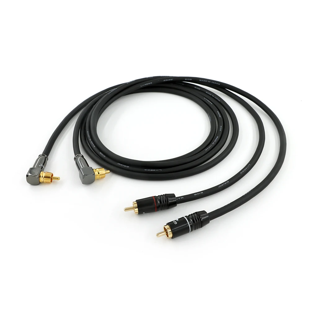 High Purity Copper Interconnect RCA Audio Cable with Degree Right Angle Gold RCA plug Hifi RCA cable Audio wire