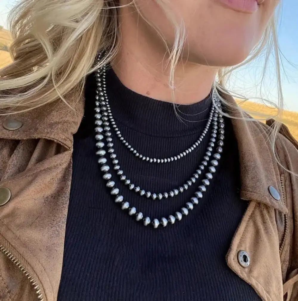 

Vintage Brushed Beaded Collarbone Necklace for Female Navajo Pearls Matching Necklace Jewelry Bijoux Acier Inoxydable