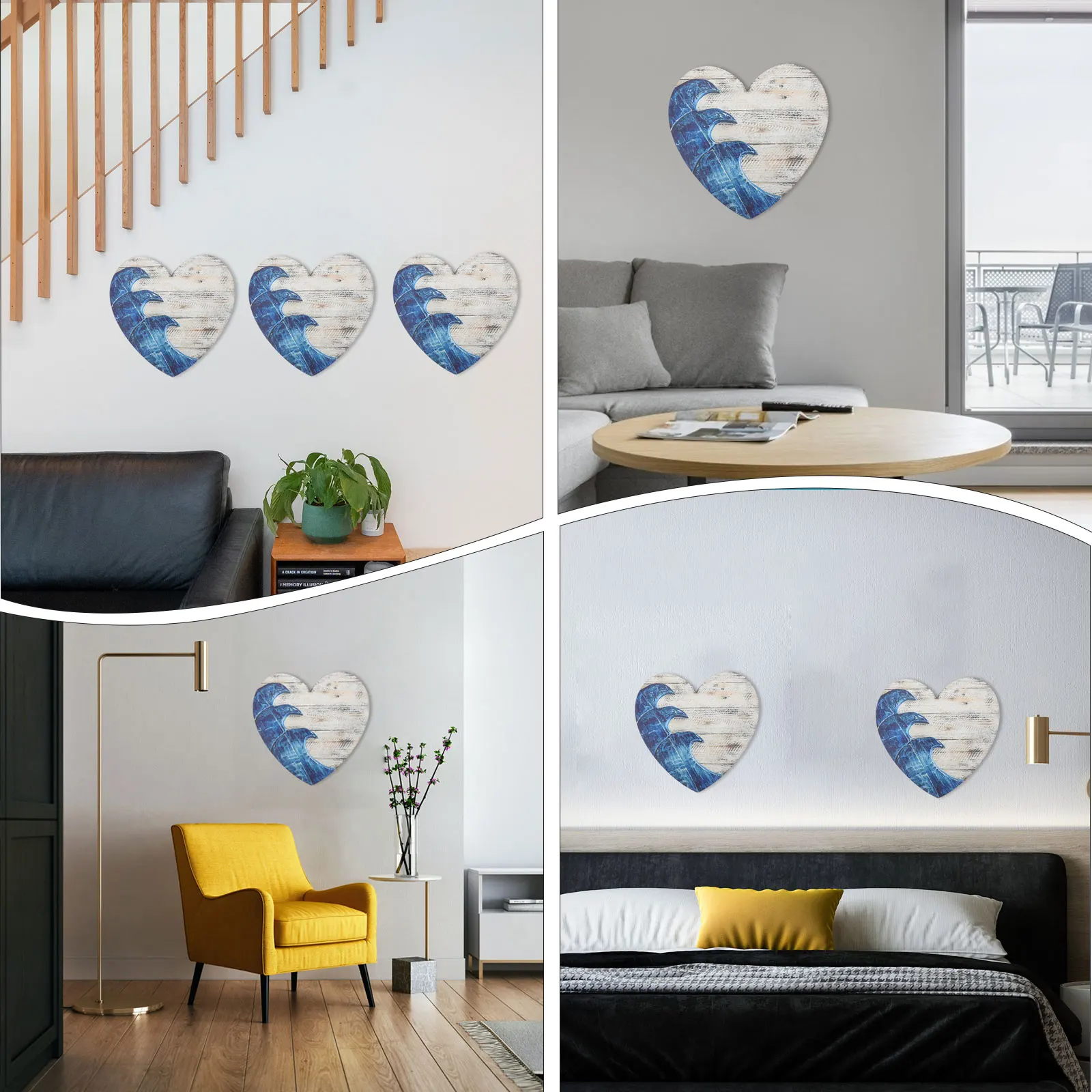 

Heart-shaped Decorative Pendant Wall Retro Hanging Chic Decoration Acrylic Bedroom Festive