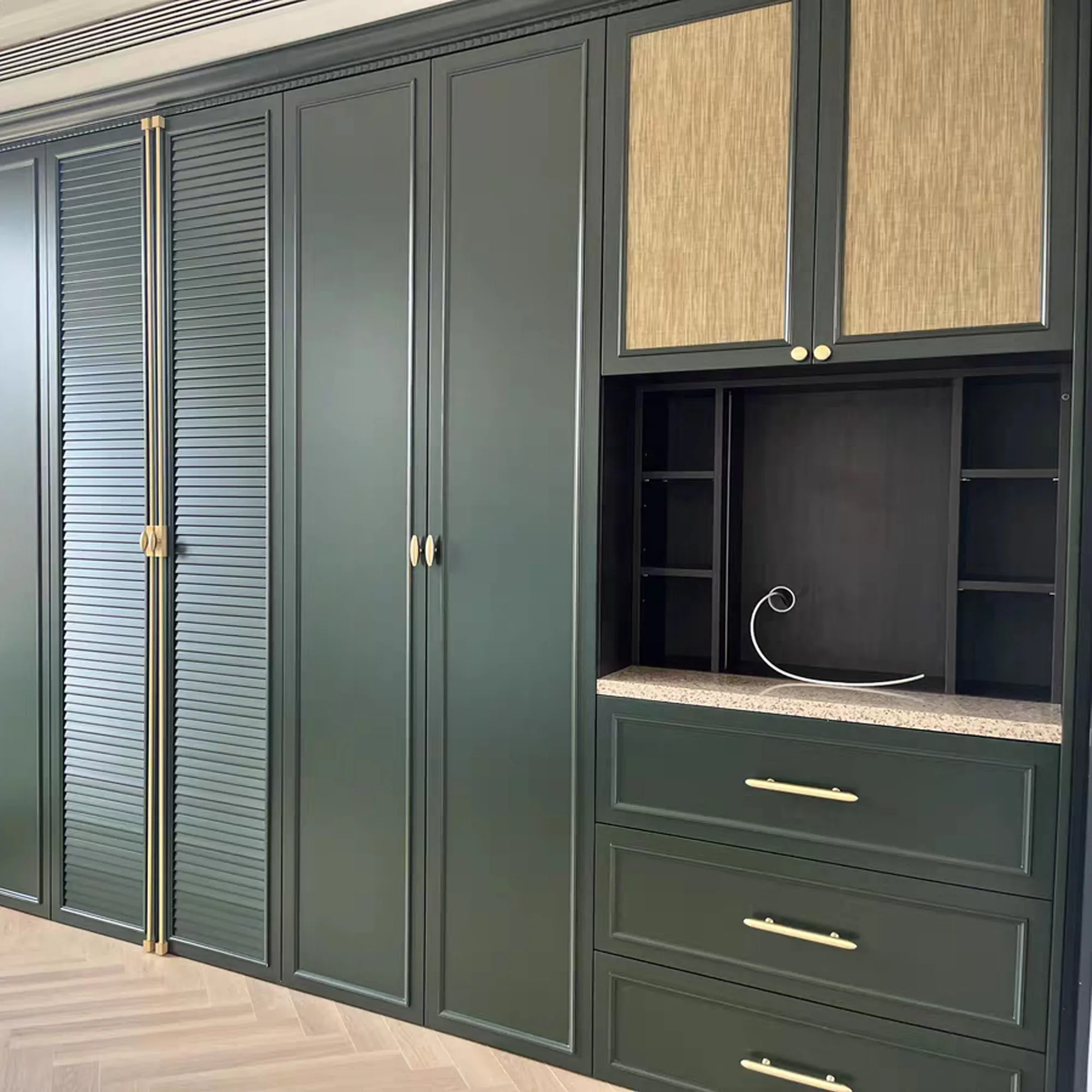 Customized wardrobe door brass brushed long handle Household solid wood cabinet door small handle drawer long handle