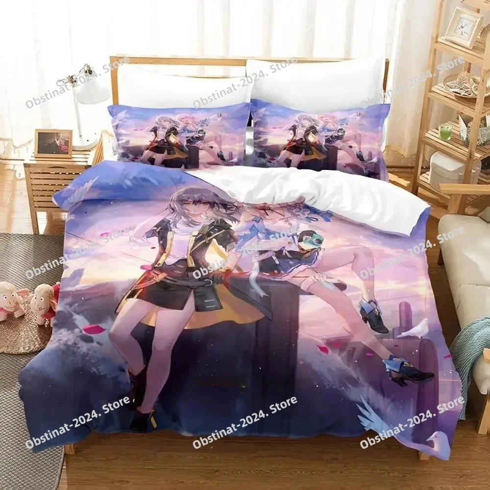 

Anime Honkai Star Rail Bedding set Printed Duvet Cover Pillowcase Single Double Queen Super King Size Sets