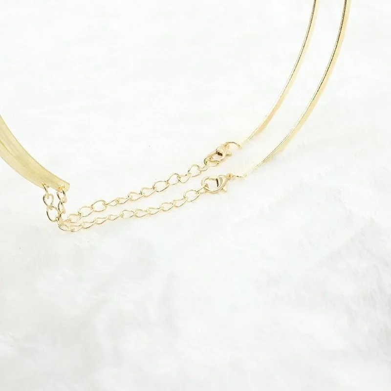 304 Stainless Steel Collar Neck Ring Necklace Silver Color Big Circle Metal Pendant Torque Statement Necklace Jewelry Findings image 6
